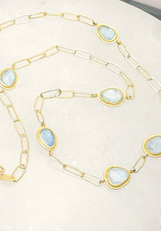 Aquamarine Gold Link Necklace