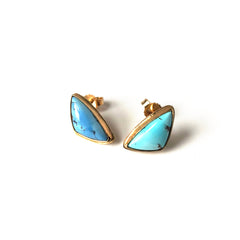 Lavender Turquoise Gold Stud Earrings
