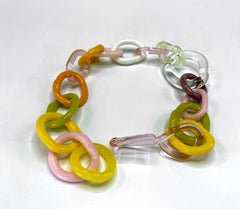 #1 Yellow - Orange - Pink - Lime Green - Clear chunky  borosilicate glass chain
