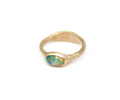 Australian Opal Cabochon in Gold Washed Texture Ring