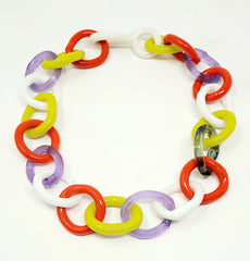 Red, White, Acid Green Chunky Glass Necklace