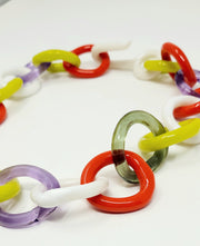 Red, White, Acid Green Chunky Glass Necklace