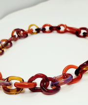 Red Amber Small Link Glass Chain