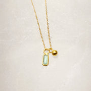 Gemstone Baguette Charm Gold Necklace