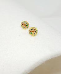Multicolor Gem Disc Post Earrings