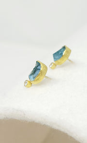 Diamond Accented Aquamarine Stud Earrings