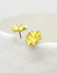 Gold Tiny Lotus Stud Earrings