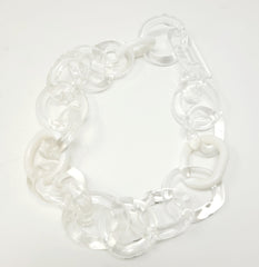 White and Transparent Chunky Borosilicate Glass Chain