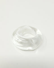 Clear and White Glass Donut Ring