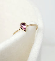 Pink Tourmaline Teardrop Goldsmithing Ring