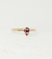 Pink Tourmaline Teardrop Goldsmithing Ring