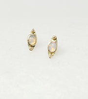 Opal Oval Detail Gold Studs