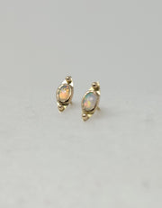 Opal Oval Detail Gold Studs