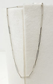 Elongated Paperclip Palladium White Gold Necklace