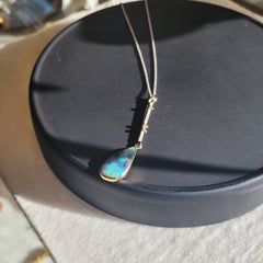 Opal Gold and Silver Drop Pendant Necklace