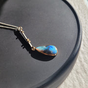 Opal Gold and Silver Drop Pendant Necklace