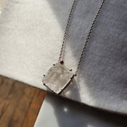 Iris Quartz and Pink Sapphire Pendant in Sterling Silver
