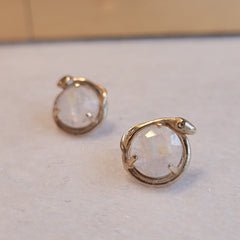 Rainbow Moonstone Snake Studs