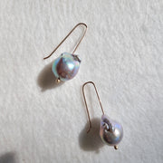 Baroque Pearl Earrings - Greyish Blue