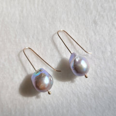 Baroque Pearl Earrings - Greyish Blue