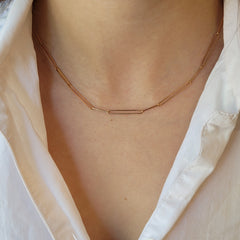 Elongated Paperclip Rose Gold Necklace