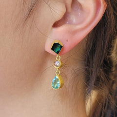 Three Stone Dangle Earrings