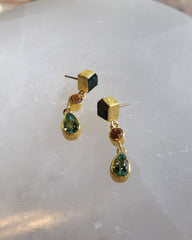Three Stone Dangle Earrings
