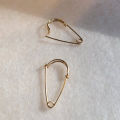Wire Safety Pin Earrings (Coiled) - Gold-Filled