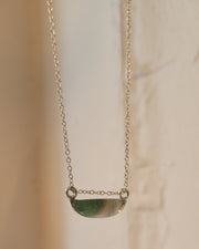 Frosty Ocean Lune Pendant Necklace