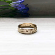 Kanesh Wide Notched Gold Ring