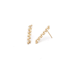 Gold Pearl Pillar Studs