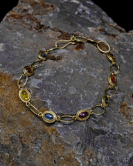 Multicolored Sapphire Oval Link Bracelet