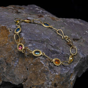 Multicolored Sapphire Oval Link Bracelet