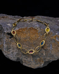 Multicolored Sapphire Oval Link Bracelet