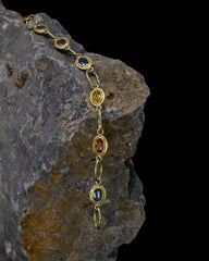 Multicolored Sapphire Oval Link Bracelet