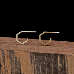 Hex Hoop Earrings - Gold