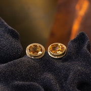 Cushion Cut Citrine Oval Studs