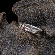 Garnet Moon Phase Ring -  Sterling Silver