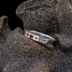 Garnet Moon Phase Ring -  Sterling Silver