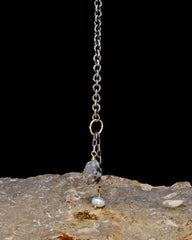 Oxidized Chain Bracelet with Pearl and Herkimer Dangle