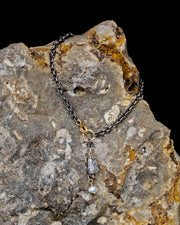Oxidized Chain Bracelet with Pearl and Herkimer Dangle