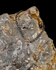 Oxidized Chain Bracelet with Pearl and Herkimer Dangle