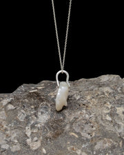 Disc Pearl Necklace - Silver