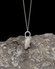 Disc Pearl Necklace - Silver