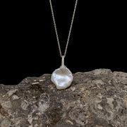 Disc Pearl Necklace - Silver