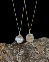 Disc Pearl Necklace - Silver