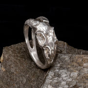 Ram Skull Ring - Silver