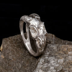 Ram Skull Ring - Silver
