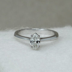 Solitaire Marquis Cut Diamond Ring White Gold