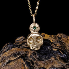 Skull with Emerald Necklace